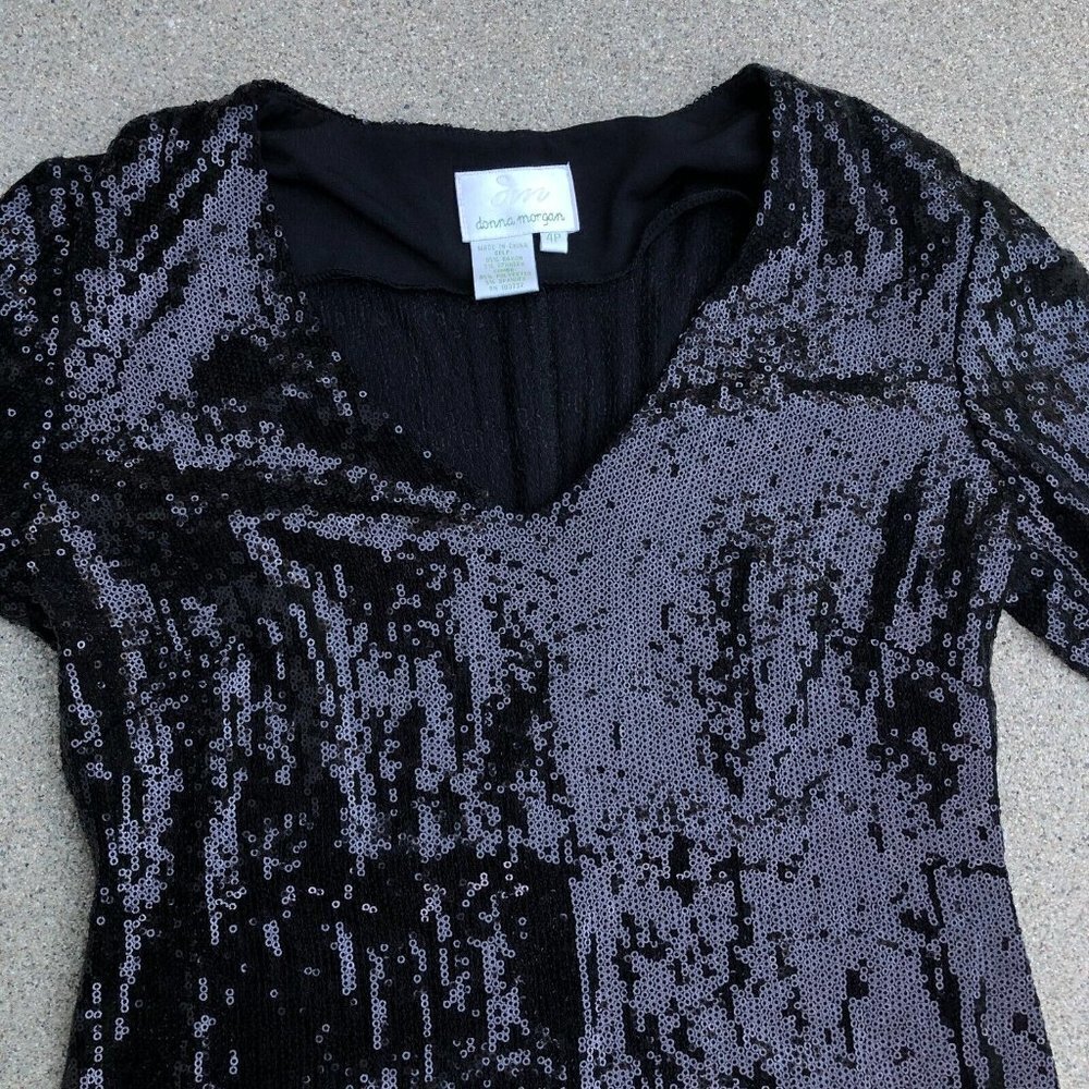 DONNA MORGAN Sequins Black Dress Women's 4P Brand New Long Sleeve Sparkl… - Picture 6 of 6